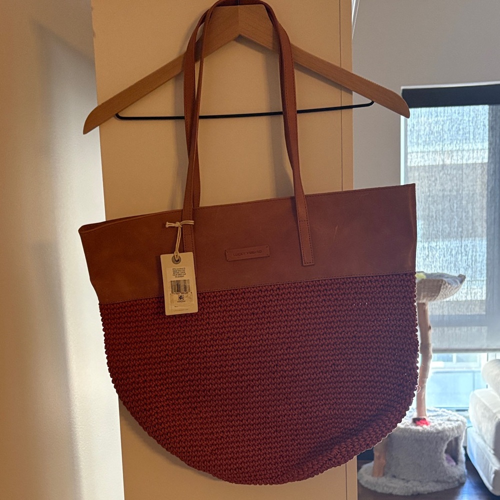 Lucky Brand Brown and Red Tote Bag